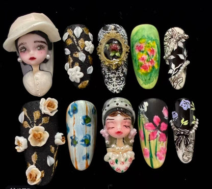 Pink Romance - 3D Sculpted Floral Press-On Nails