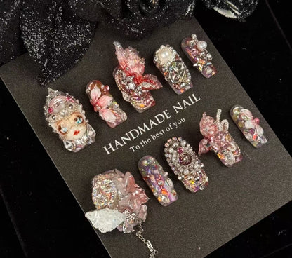 Celestial Duality - 3D Angel & Gothic Press-On Nails