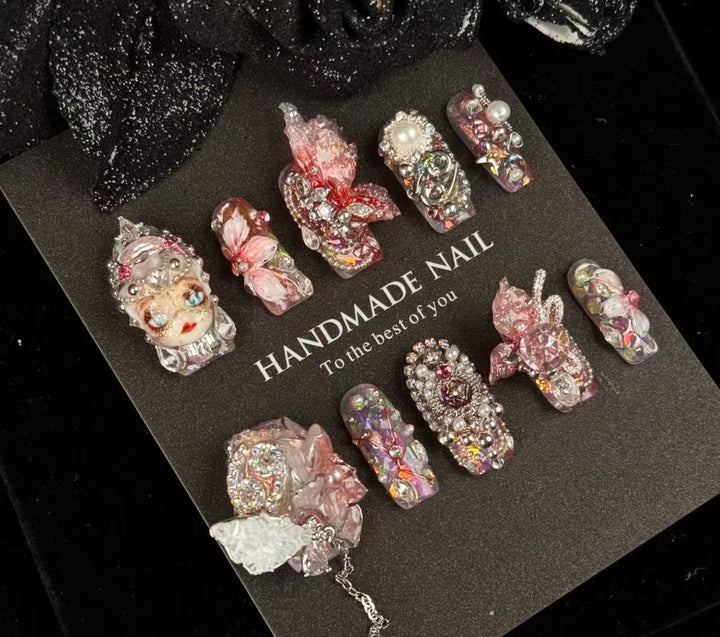 Celestial Duality - 3D Angel & Gothic Press-On Nails