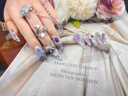 高级流苏仙气贴钻美甲片 | Ethereal Fringe Crystal Press-On Nails