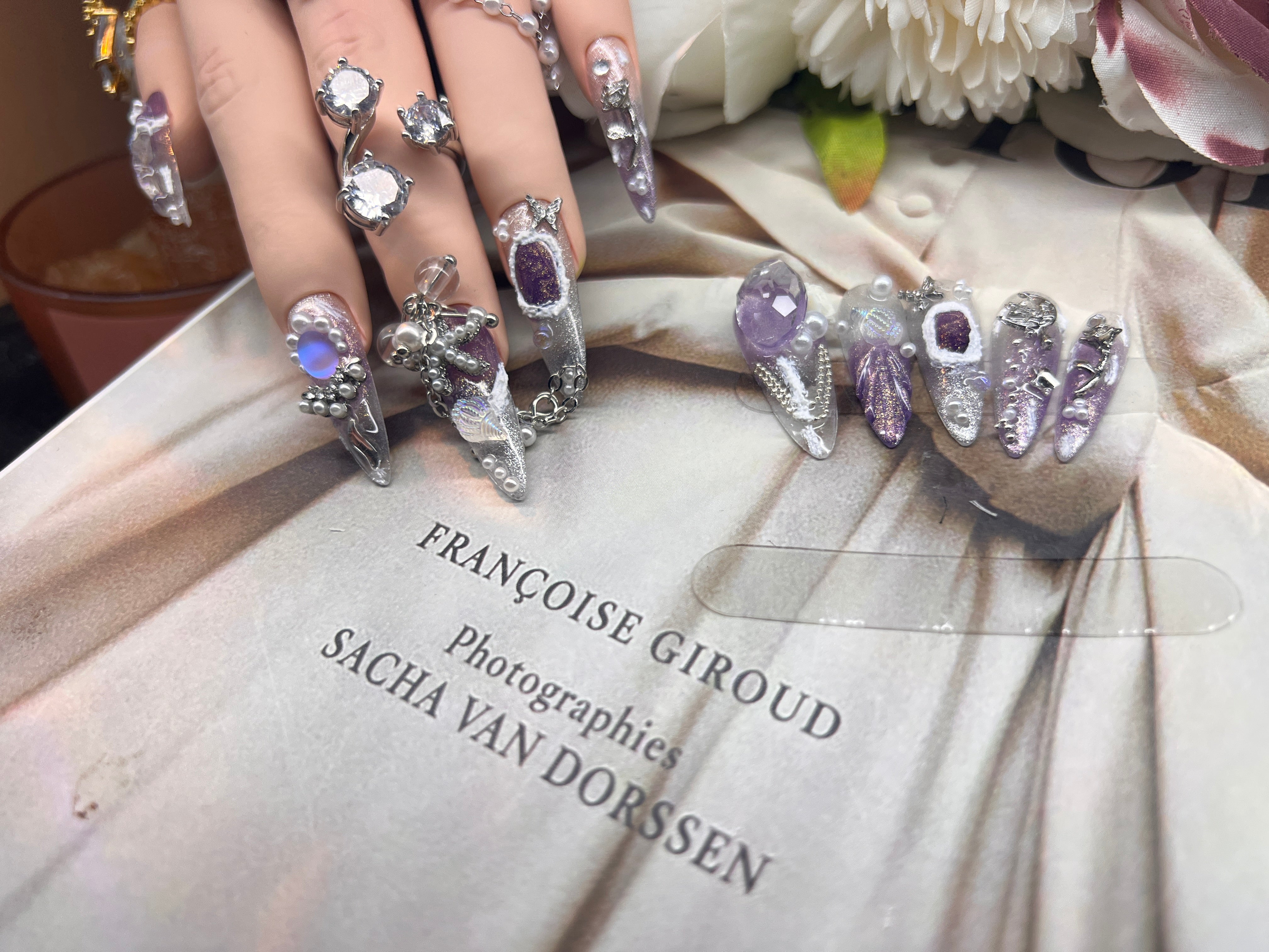 高级流苏仙气贴钻美甲片 | Ethereal Fringe Crystal Press-On Nails