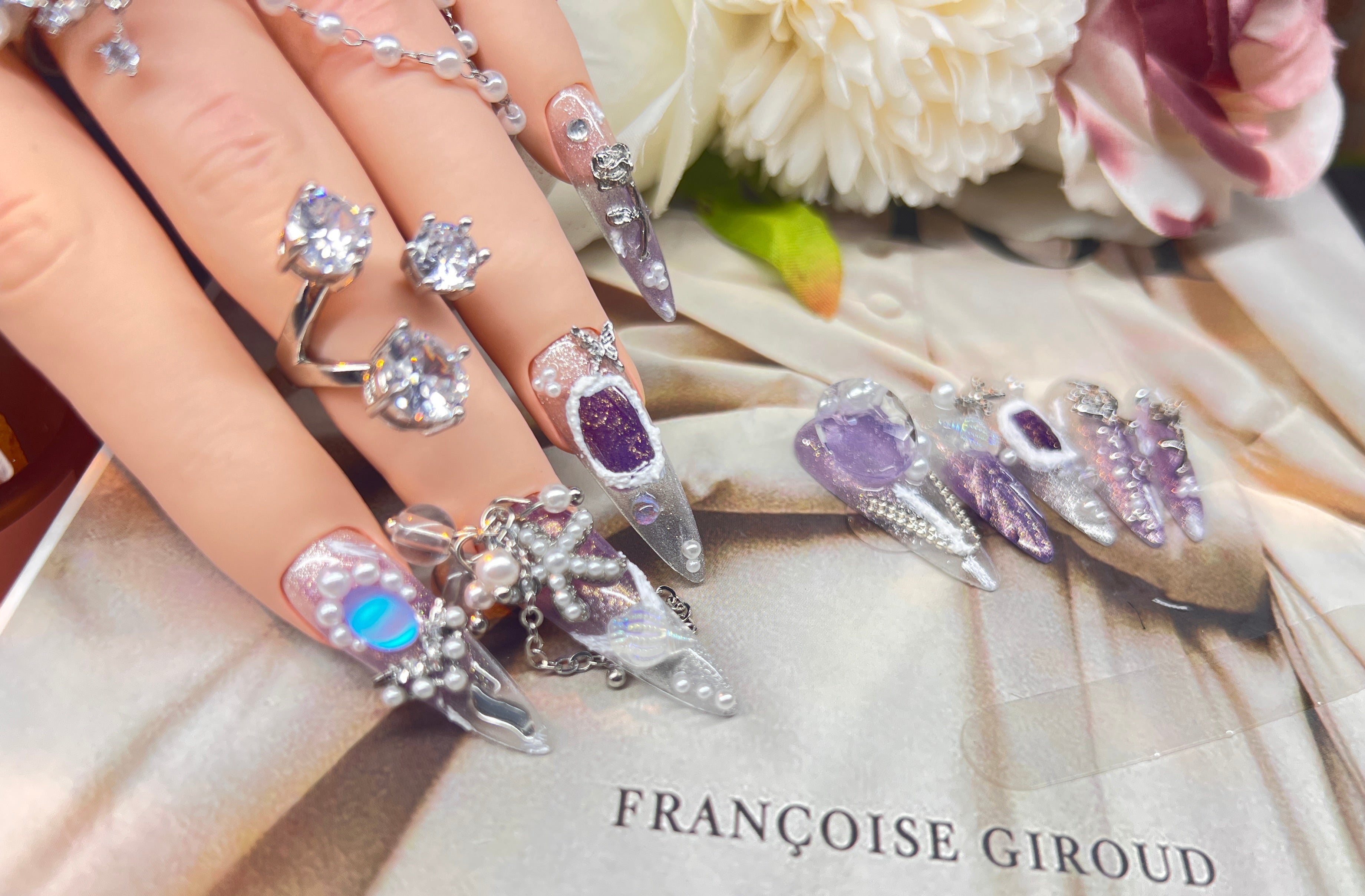 高级流苏仙气贴钻美甲片 | Ethereal Fringe Crystal Press-On Nails