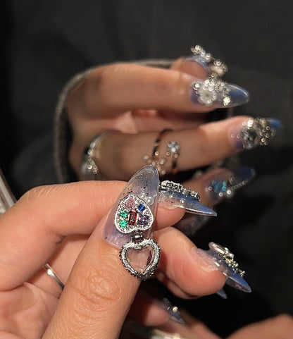 极光蓝紫色设计感美甲