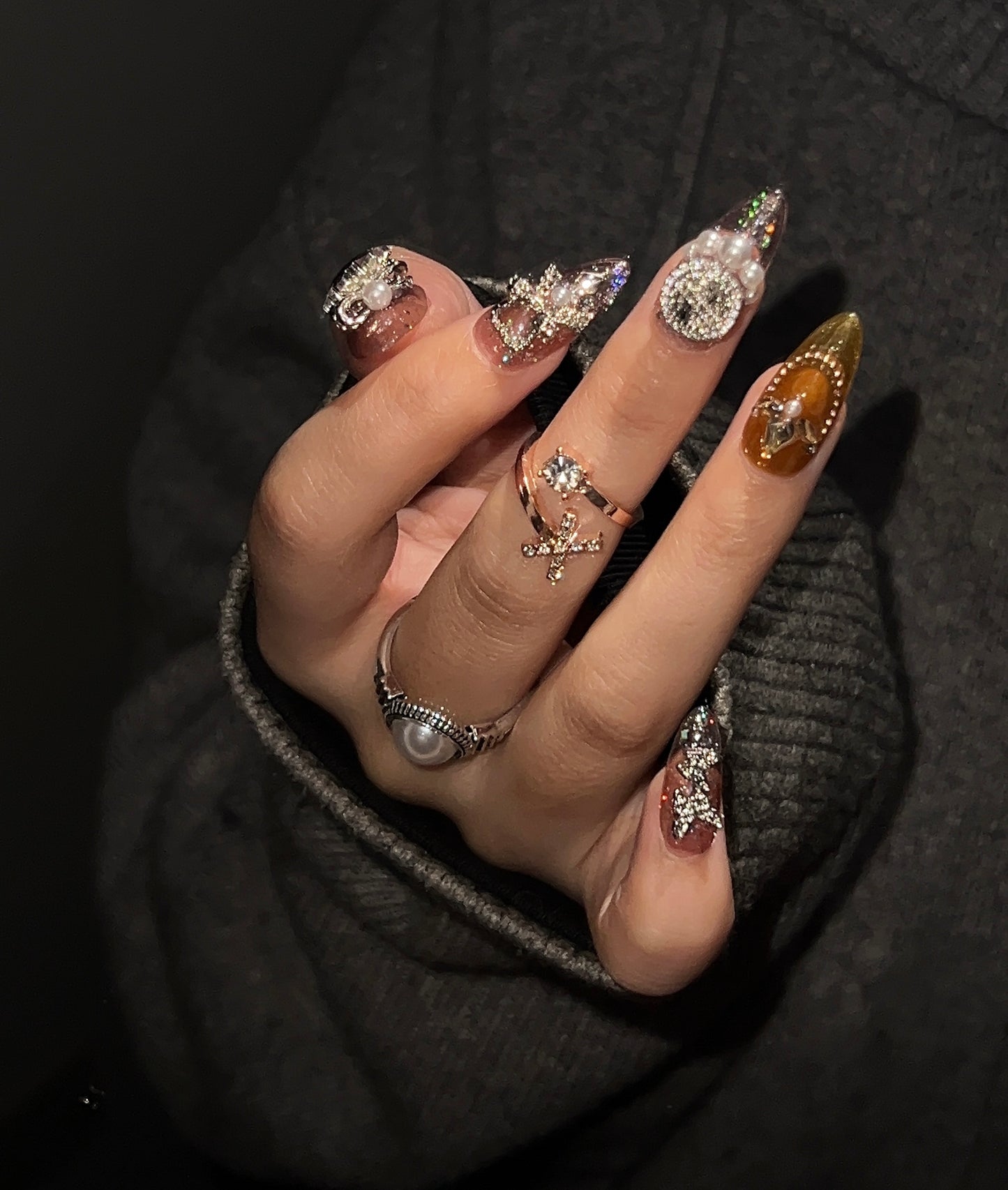高级带钻美甲