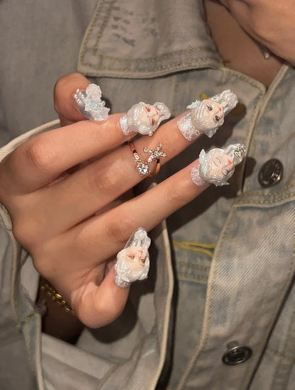 手绘美娃娃头美甲贴片