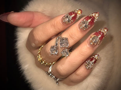 Red Long Ladder Press-On Nails | ManiRococo