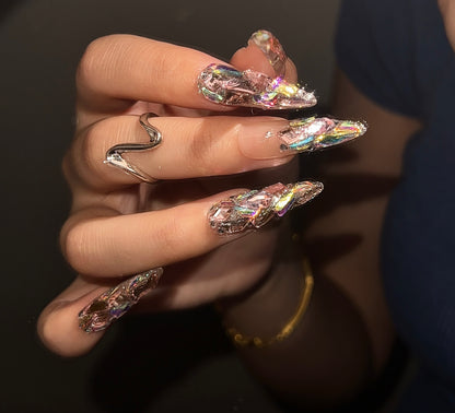 高级满钻手工贴钻美甲