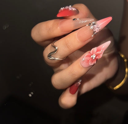 珍珠手工雕花美甲