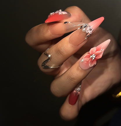 珍珠手工雕花美甲