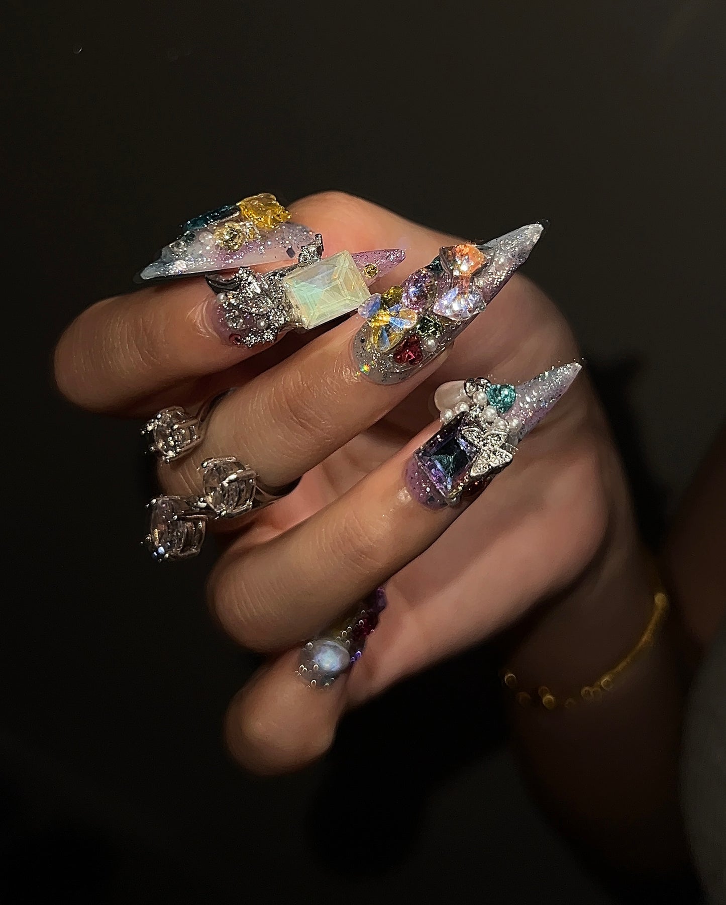 高级轻奢手工贴钻美甲