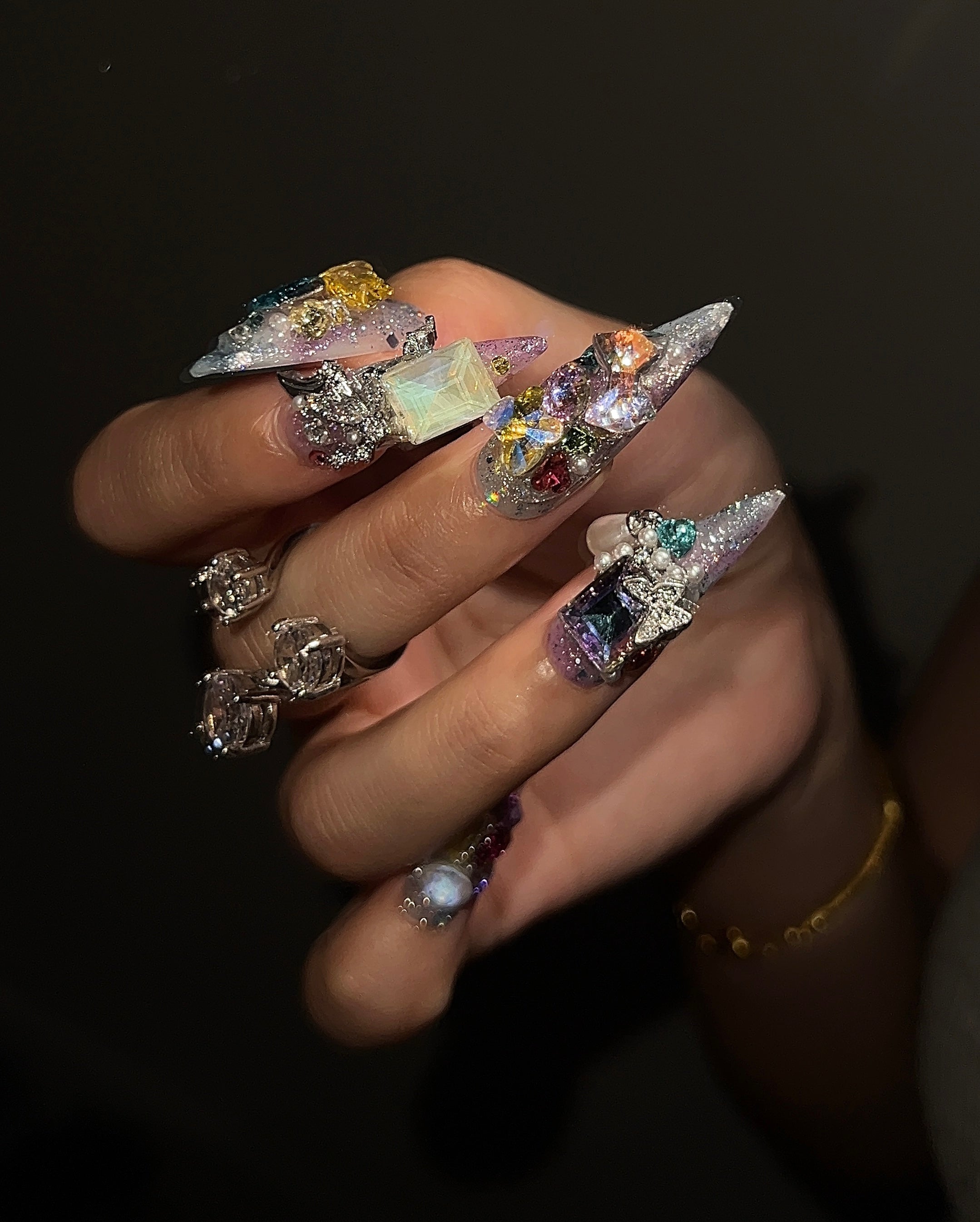 高级轻奢手工贴钻美甲