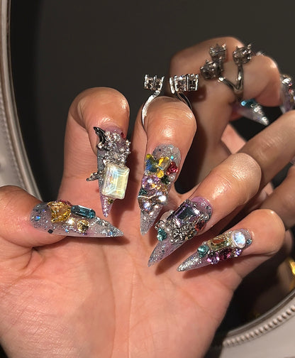 高级轻奢手工贴钻美甲